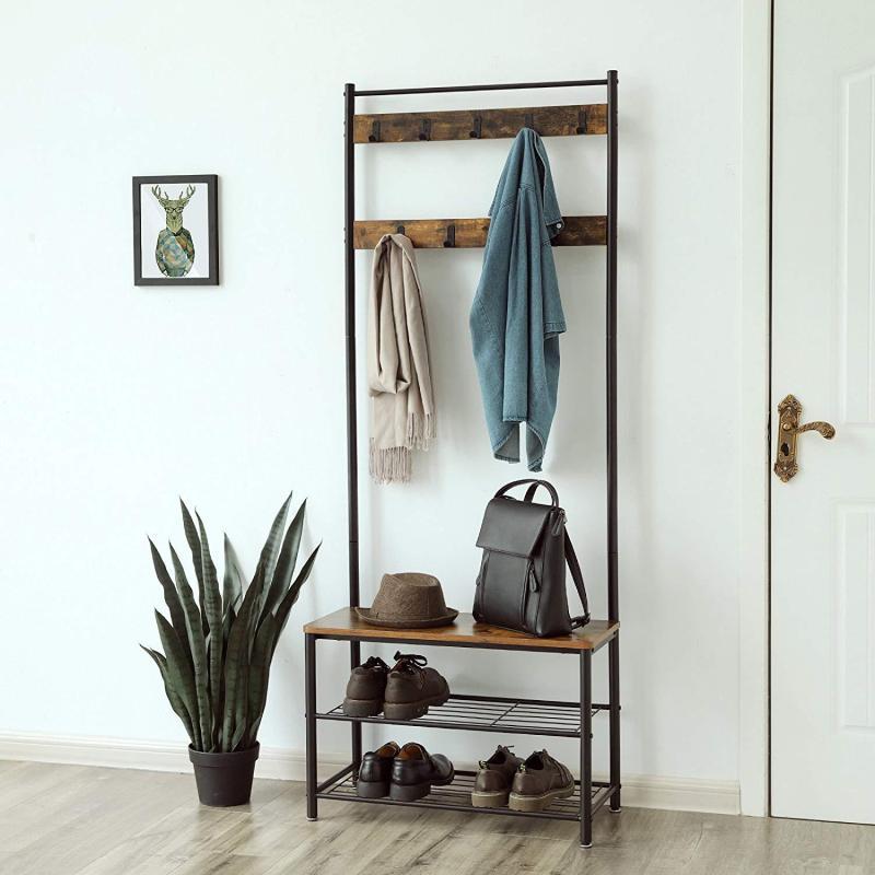 Garderobestativ med 2 Skohylder og 9 Knager