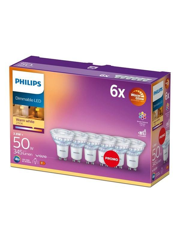 Philips WarmGlow LED Spotpærer 3,8W Dæmpbar 6 Pak